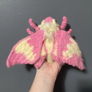Small Crochet Rosy Maple Moth Plush!